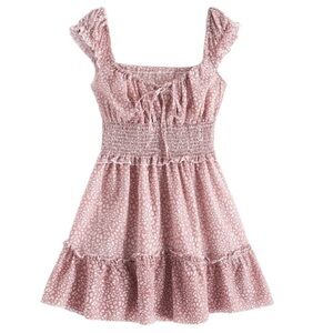 Zaful Smocked Printed Sleeveless A Line Tiered Summer Mini Dress Size 8